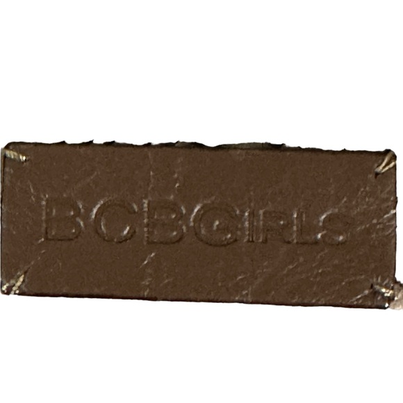 NWT BCBGIRLS  Caramel Genuine Leather and Fabric Shoulder Bag - Picture 4 of 11